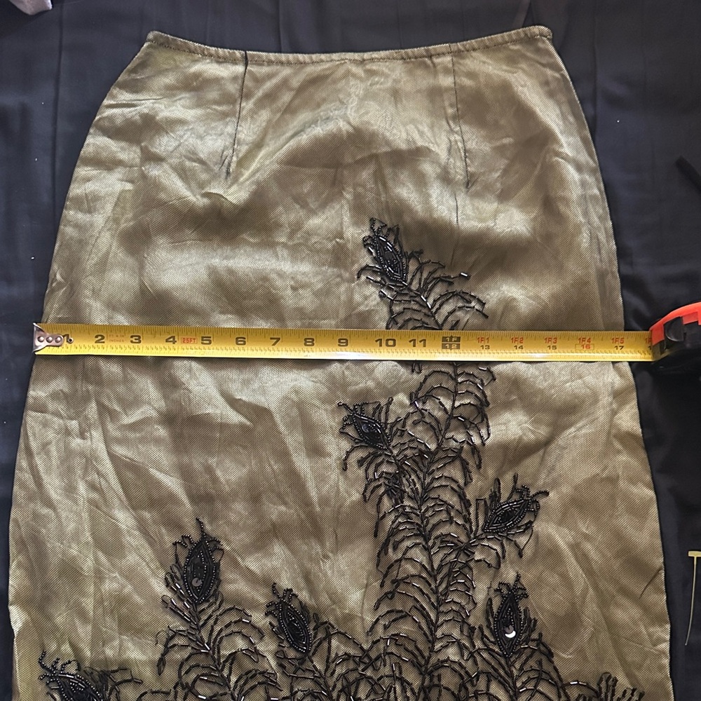 OBO: Sue Wong Olive Green Beaded Pencil Skirt - Picture 4 of 5